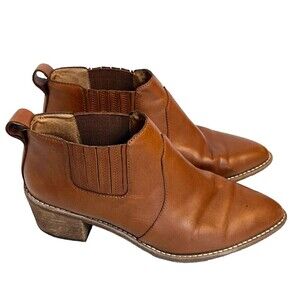 Madewell Bonham Boot Chelsea Western Ankle Honey Brown Leather Sz 8.5